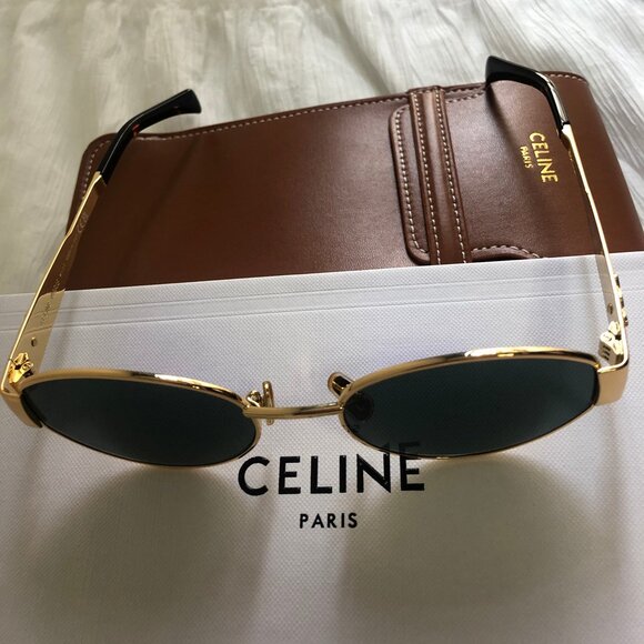 Celine Triomphe Metal Sunglasses Gold/Green - Picture 3 of 6
